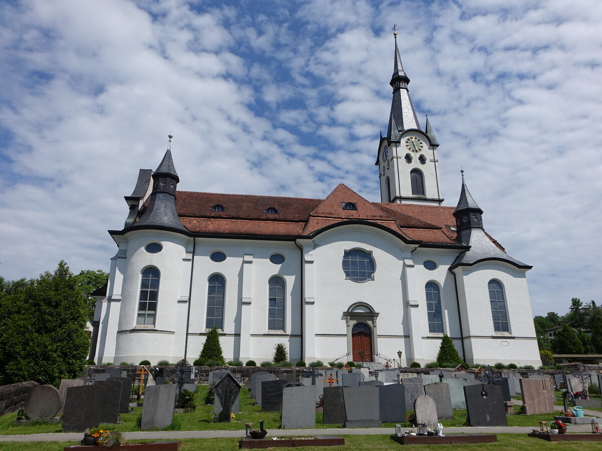 Koblach, Pfarrkirche St. Kilian, erbaut von 1905 bis 1907 nach den Plnen des Architekten Albert Rimli (03.06.2021)