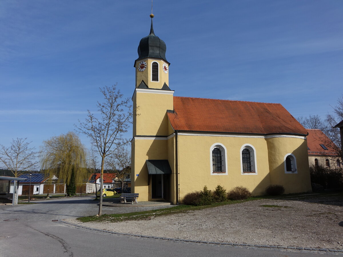 Kollersried, Pfarrkirche St. Jakobus, erbaut um 1200, verndert von 1656 bis 1657 (26.03.2017)