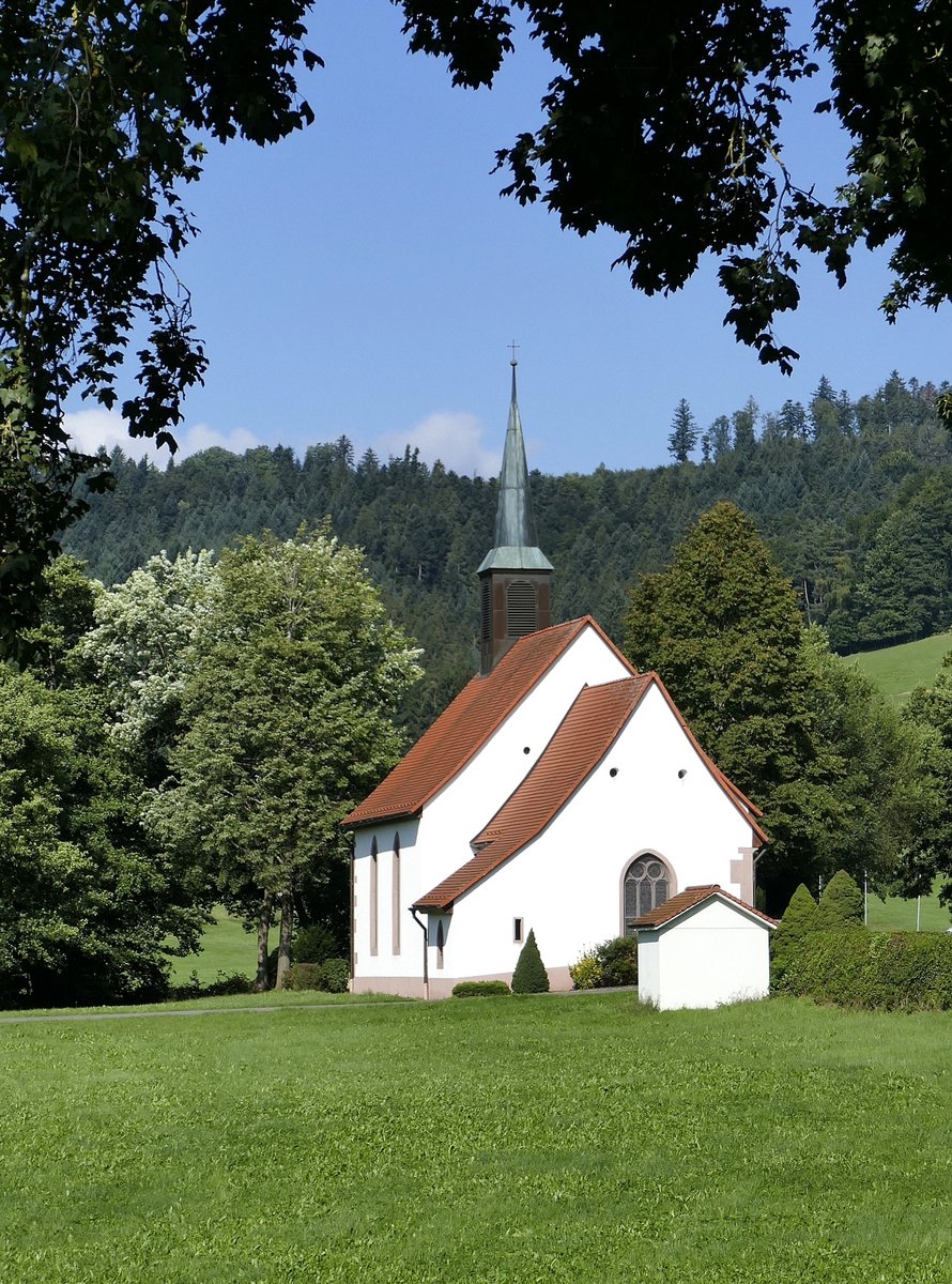 Kollnau im Elztal/Schwarzwald, die Blsikapelle, 1573 erstmals urkundlich erwhnt, heutige Form von 1887-88, Aug.2019