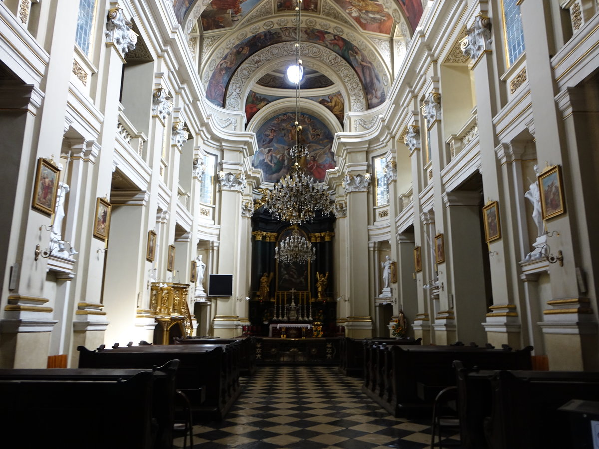 Krakau, sptbarocker Innenraum der St. Paul Kirche, Hochaltar von Tadeusz Kuntze (04.09.2020)
