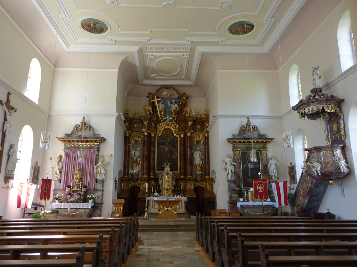 Ktzberg, barocke Altre von 1715 in der St. Michael Kirche, Kanzel von 1730 (28.05.2017)