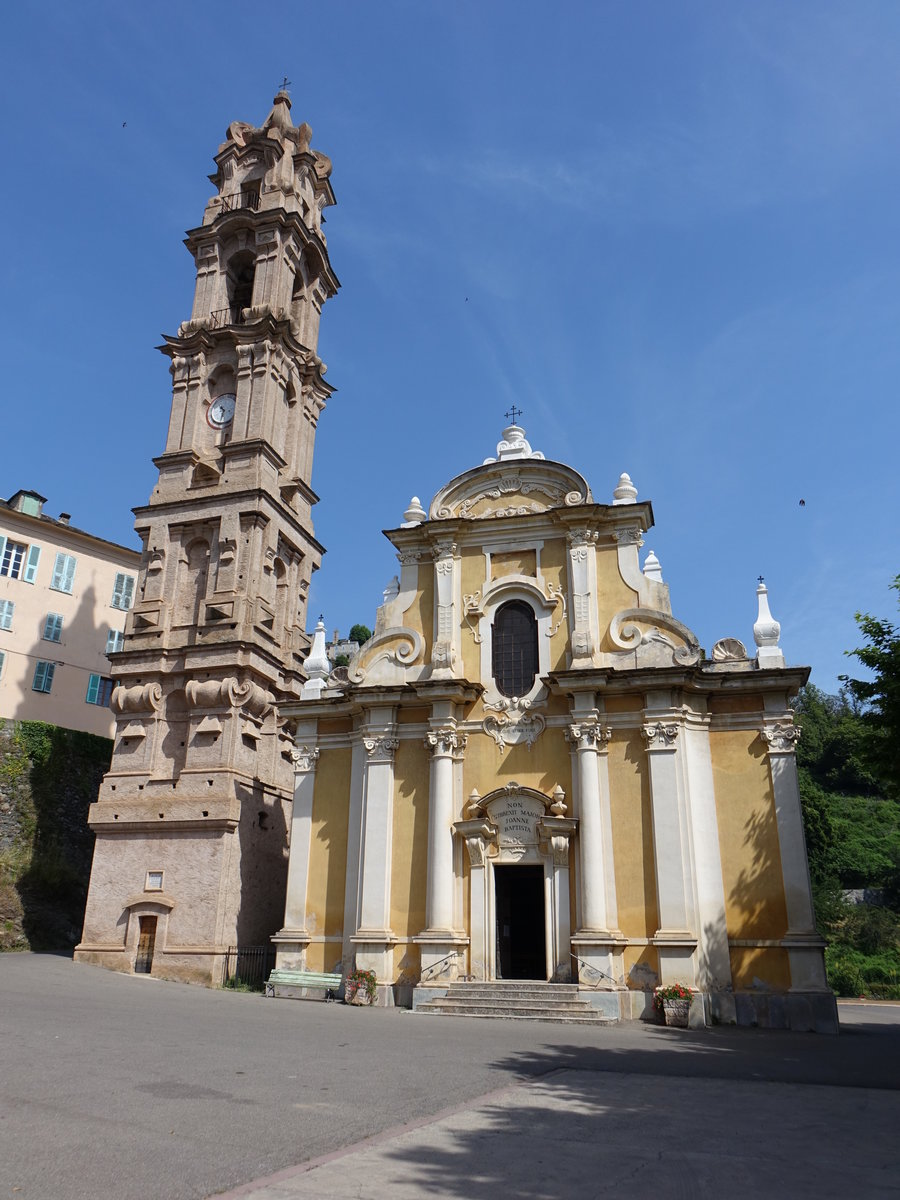 La Porta, Kirche Saint-Jean-Baptiste, erbaut im 18. Jahrhundert, Campanile von 1720 (21.09.2019)