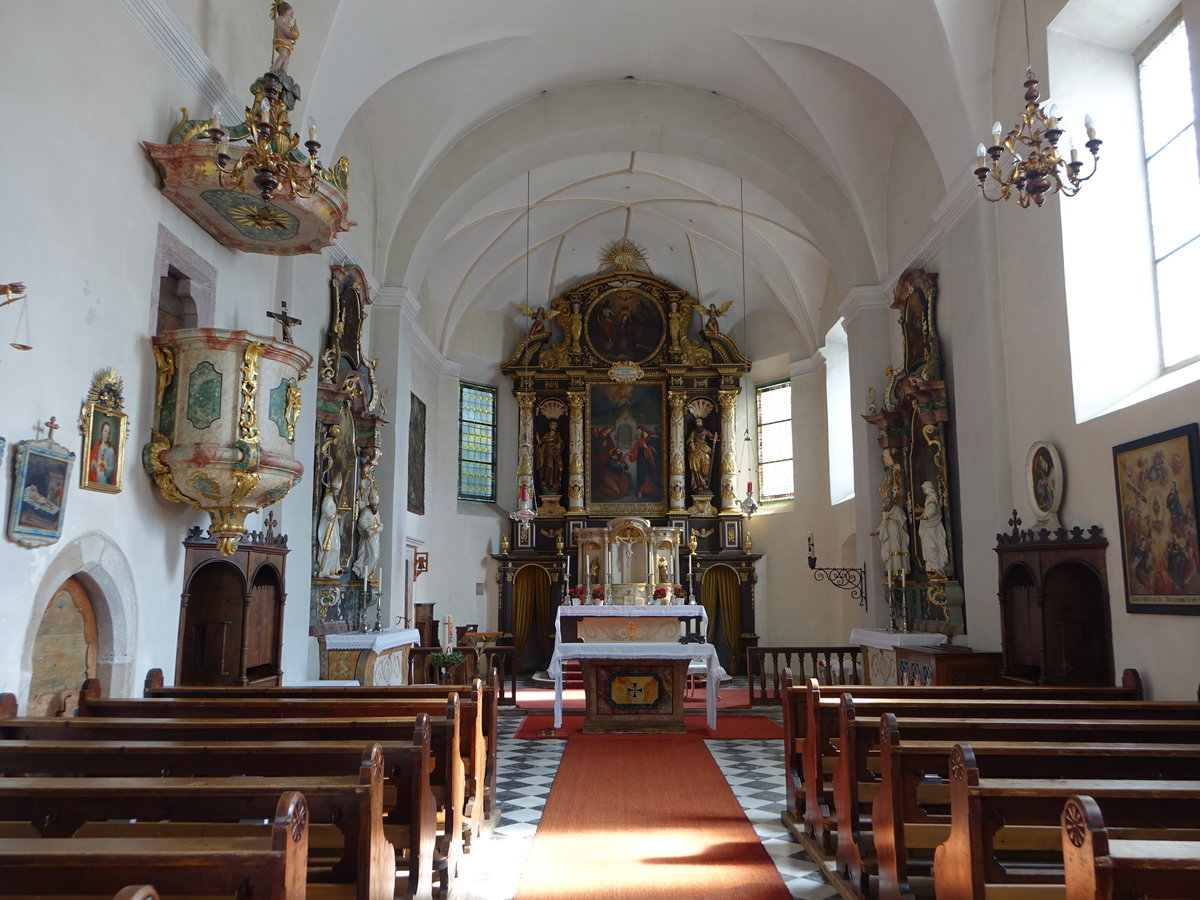 Lana, barocke Altre und Kanzel in der St. Peter Kirche (15.09.2019)