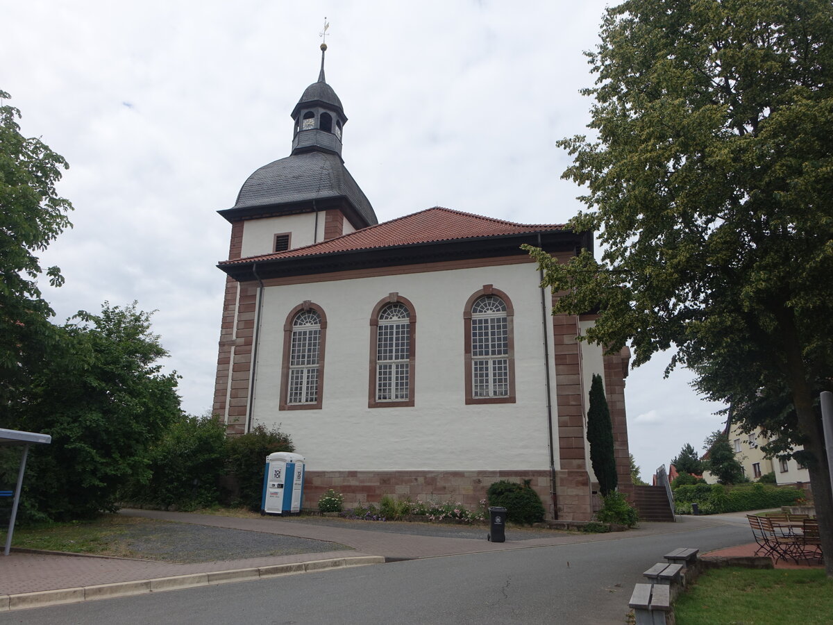 Landolfshausen, evangelische St. Petri Kirche, erbaut von 1795 bis 1798 nach Plnen von Georg Heinrich Borheck (29.06.2023)