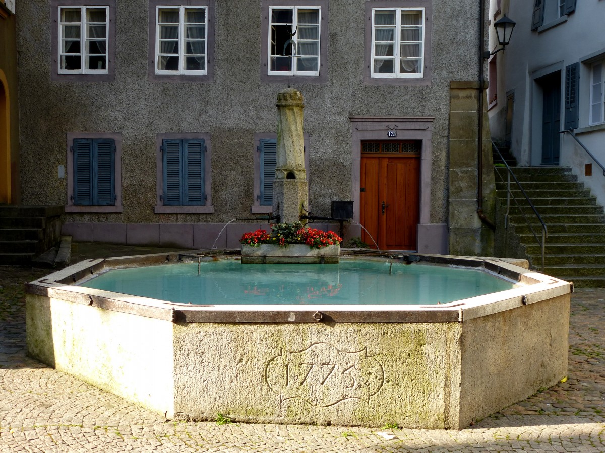 Laufenburg, historischer Brunnen von 1775 in der Altstadt, Juli 2015