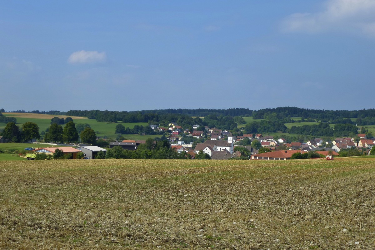 Leibertingen/Oberschwaben, Blick auf den Ort, bekannt durch die Burg Wildenstein, Aug.2013