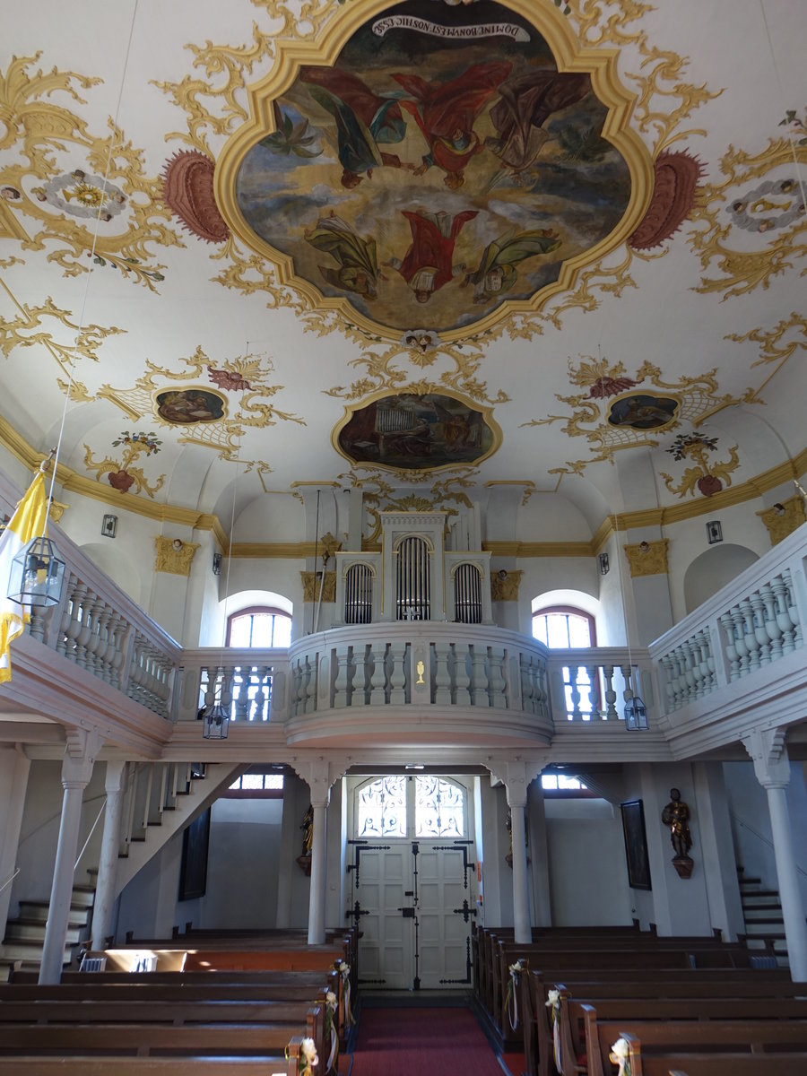 Lettenreuth, barocke Orgelempore in der St. Laurentius Kirche (07.04.2018)
