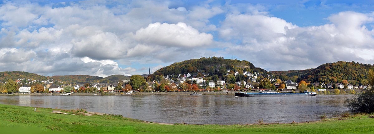 Linz am Rhein - Panoramaaufnahme der Rheinuferseite  - 24.10.2013