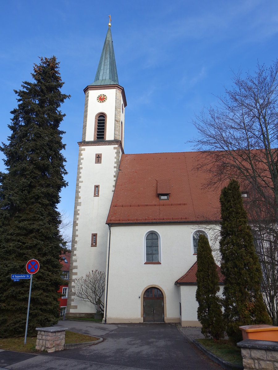 Lffingen, kath. Pfarrkirche St. Michael, erbaut von 1713 bis 1715 (25.12.2018)