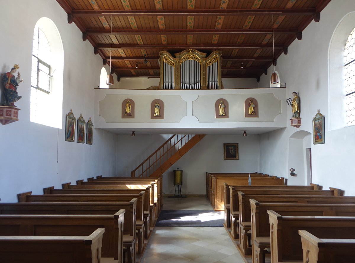 Lorenzen, Orgelempore in der kath. Filialkirche St. Laurentius (25.03.2018)
