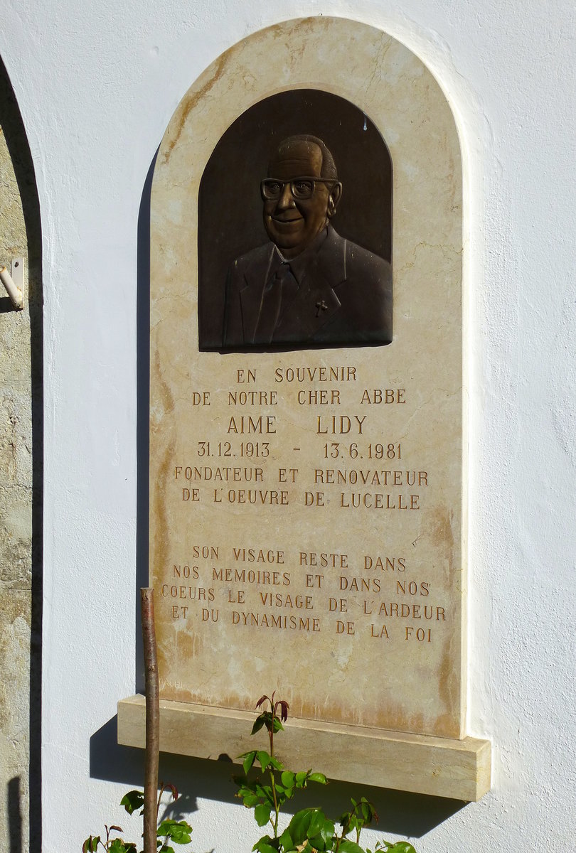 Lucelle, Gedenktafel an der Kapelle Notre Dame fr Aime Lidy, Mai 2017
