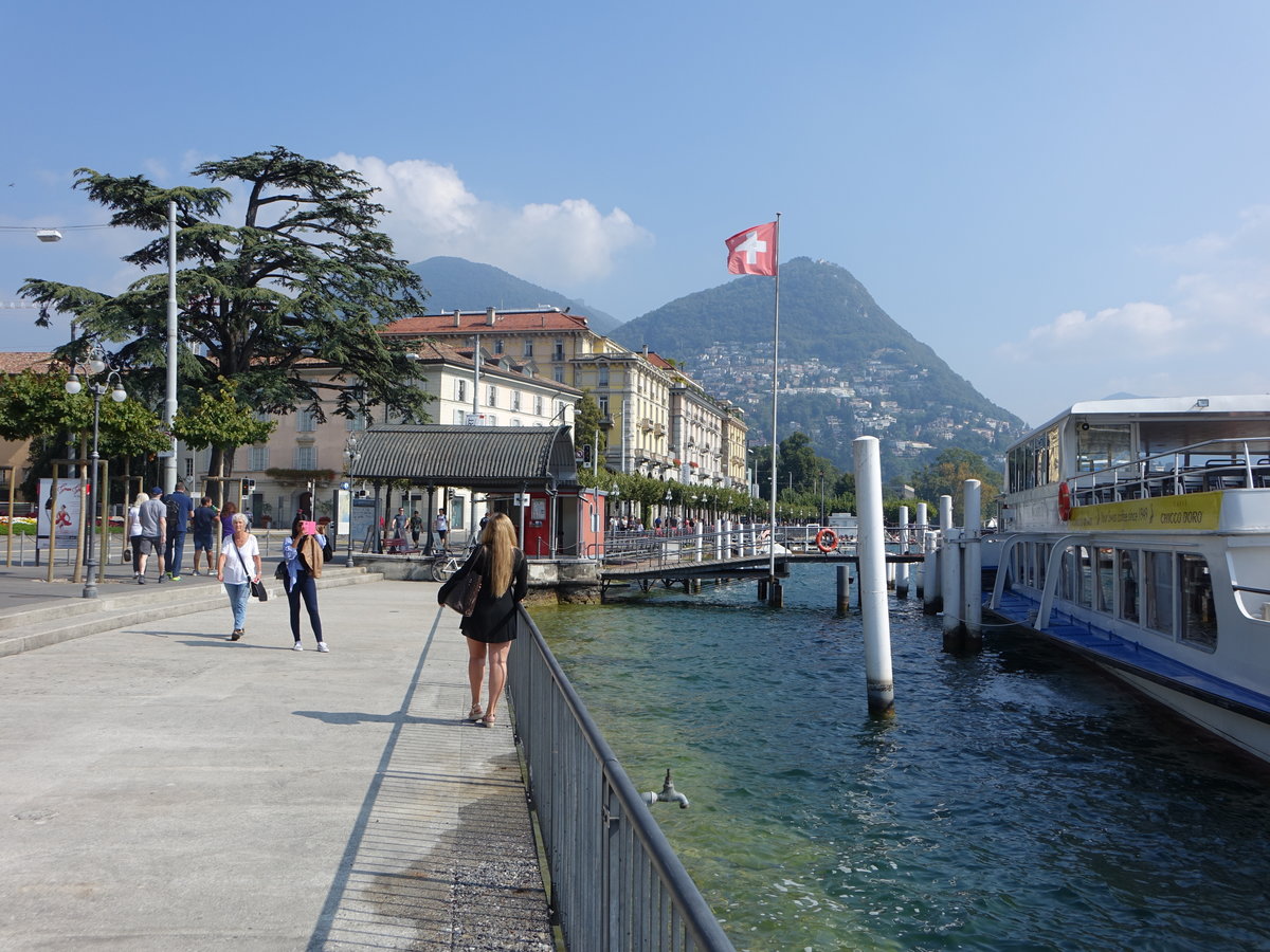 Lugano, Gebude an der Promenade Riva Vincenzo Vela (23.08.2018)