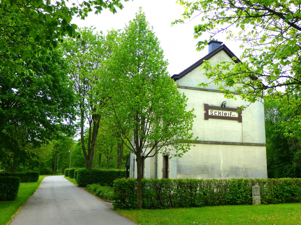 Luxemburg, Radweg von Bastogne (B) nach Wiltz (L). Der ehemalige Bahnhof von Schleif.  07.04.2014