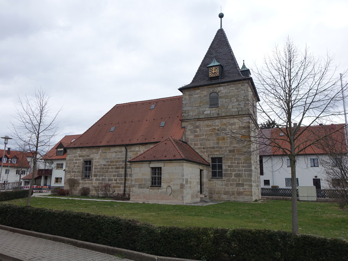 Marloffstein, Pfarrkirche St. Jakobus, Chorturmkirche, Langhaus erbaut von 1812 bis 1813 (27.03.2016)