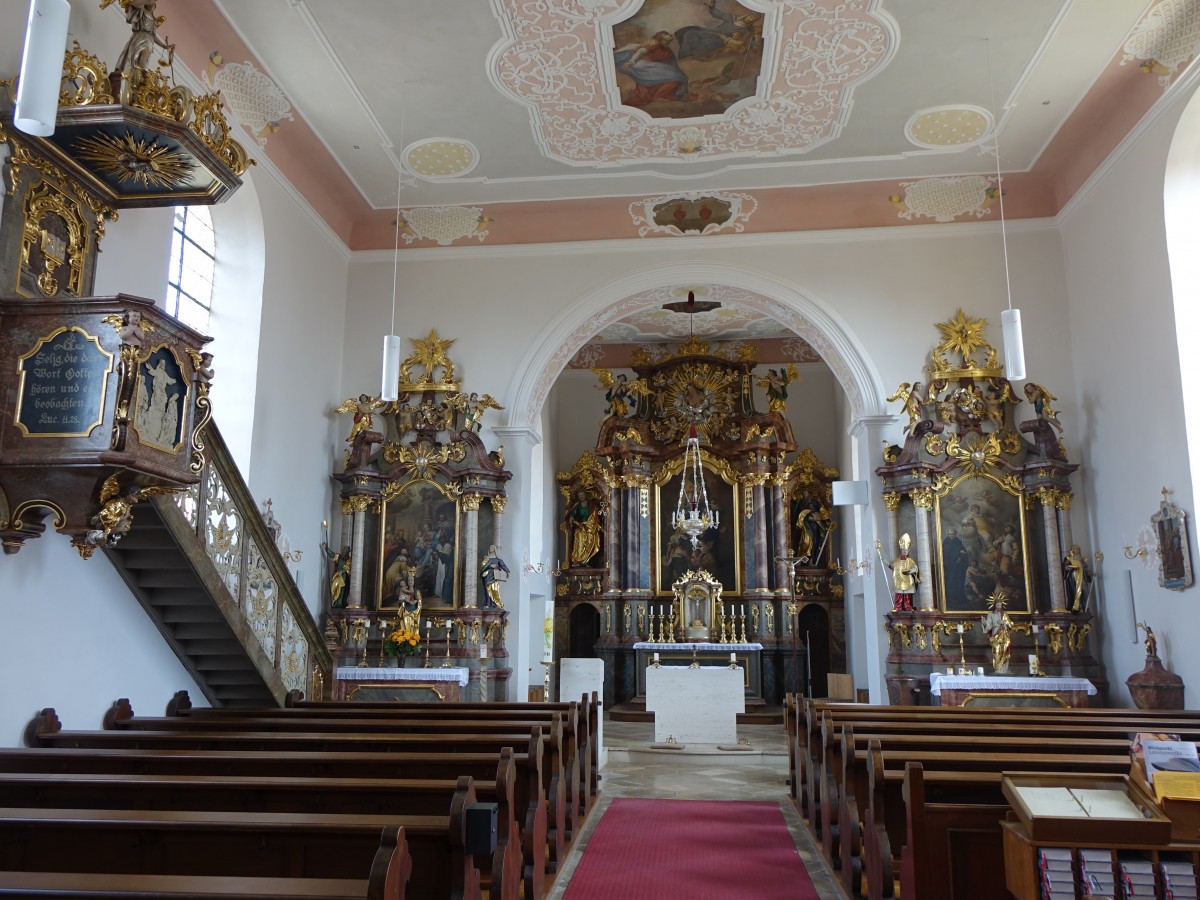 Megesheim, Kanzel und Altre in der St. Lucia und Ottilia Kirche (18.03.2015)