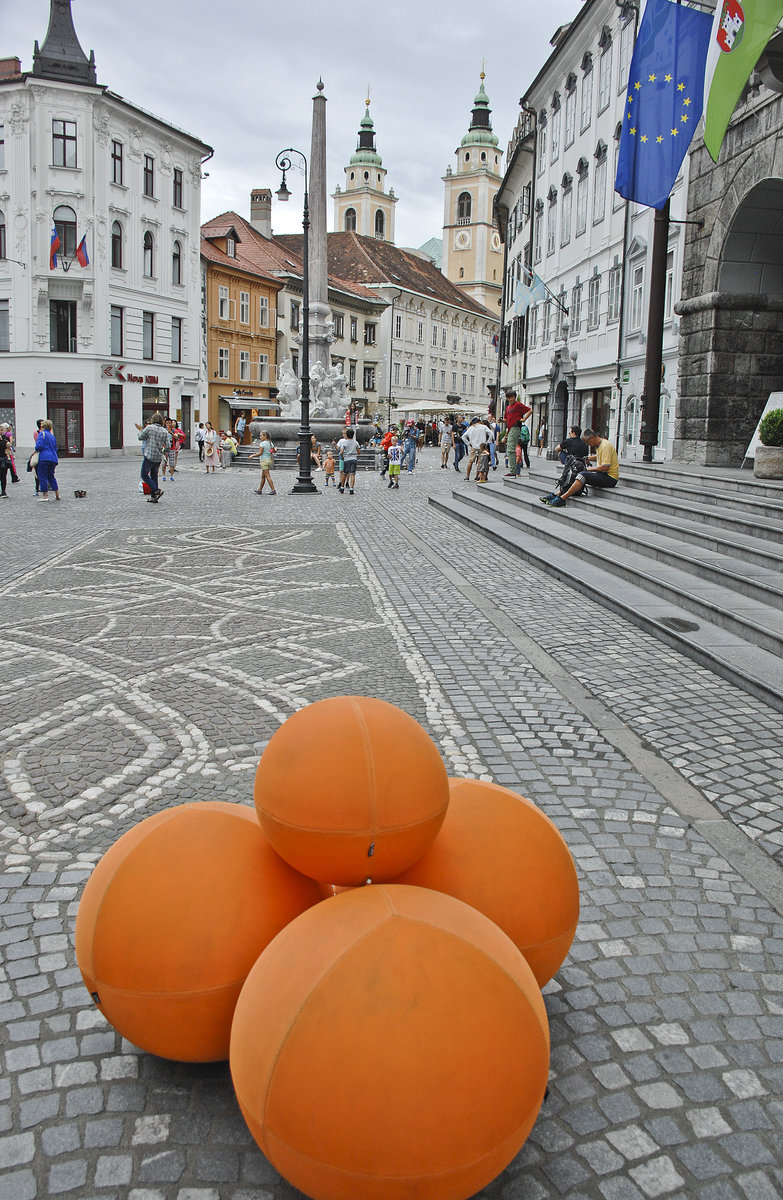 Mestni trg in Ljubljana. Aufnahme: 1. August