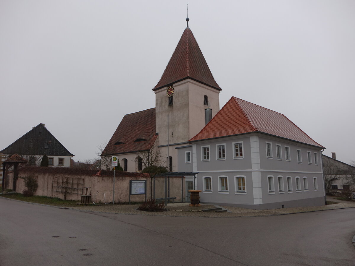 Mitteldachstetten, evangelische St. Jakob Kirche, ehem. Wehrkirche aus dem 15. Jahrhundert (18.12.2016)