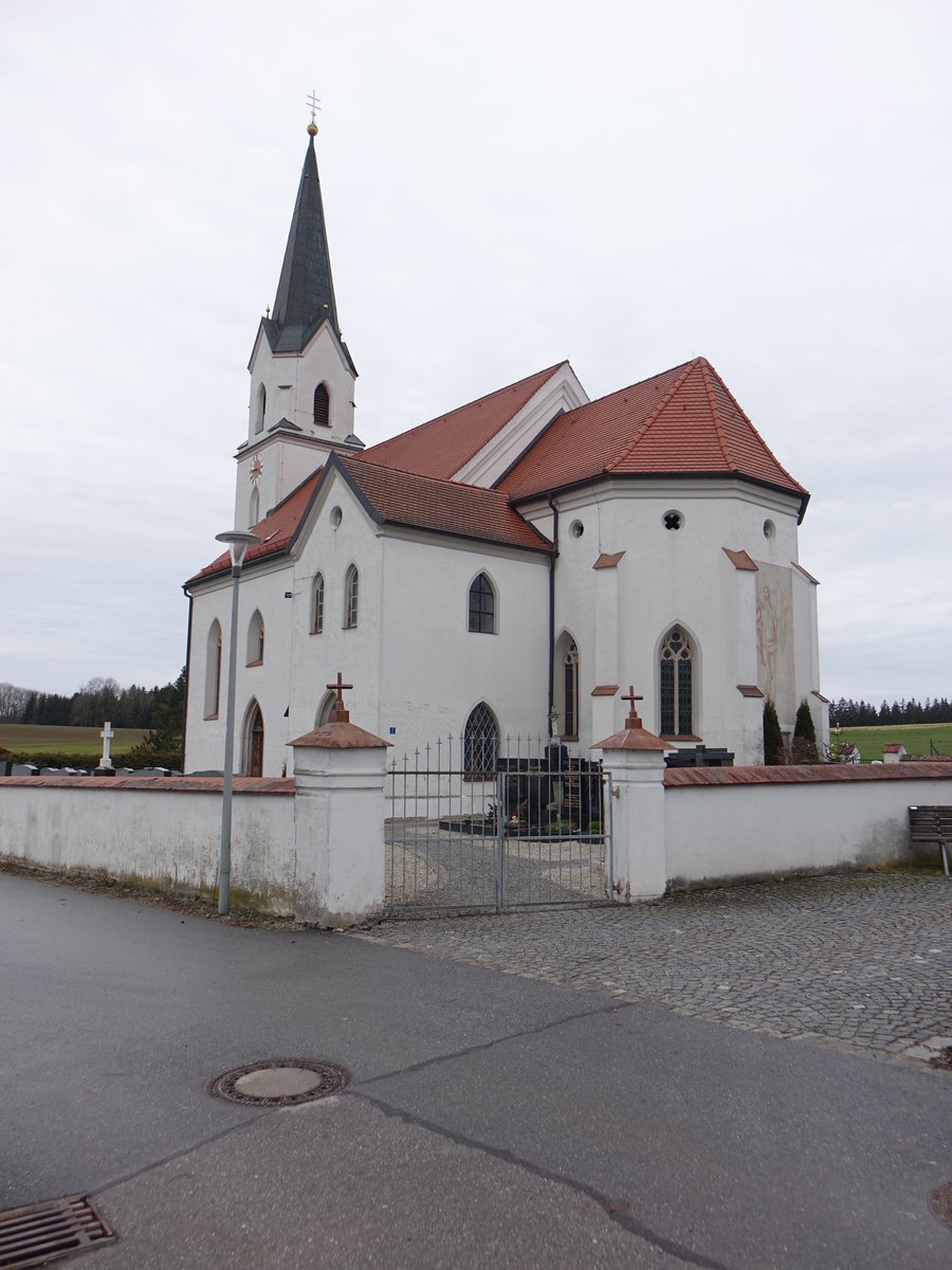 Mitterhausen, St. Stephan Kirche,  sptgotische Saalkirche von 1503 (25.12.2016)