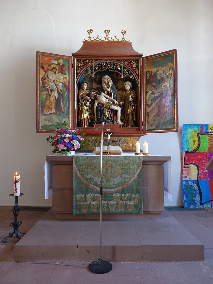 Monakam, Passionsaltar von 1497 in der ev. Pfarrkirche (01.07.2018)