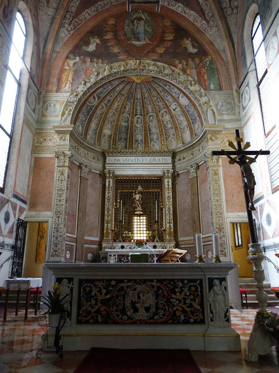 Monteortone, Fresken von J. da Montagnana in der Klosterkirche Madonna della Salute (29.10.2017)