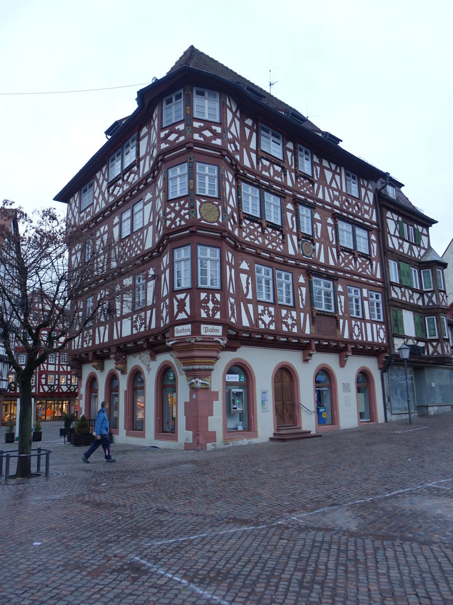 Mosbach, Palmsches Haus, erbaut 1610 durch den kurpflzischen Verwaltungsbeamten Johann Schragmller (24.12.2018)