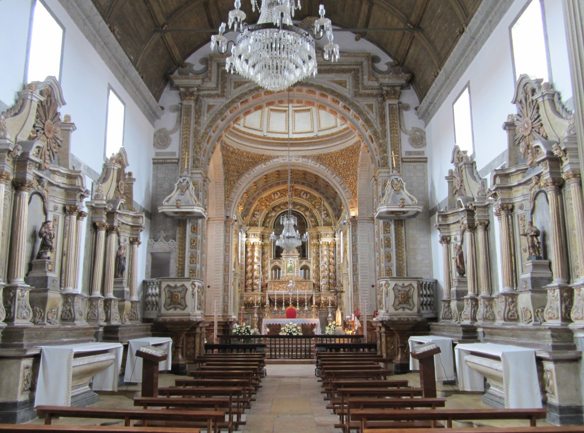 Nazare, Innenraum der Kirche Igreja Nossa Senhora da Nazare mit Azulejos von Willem van der Kloet (28.05.2014)