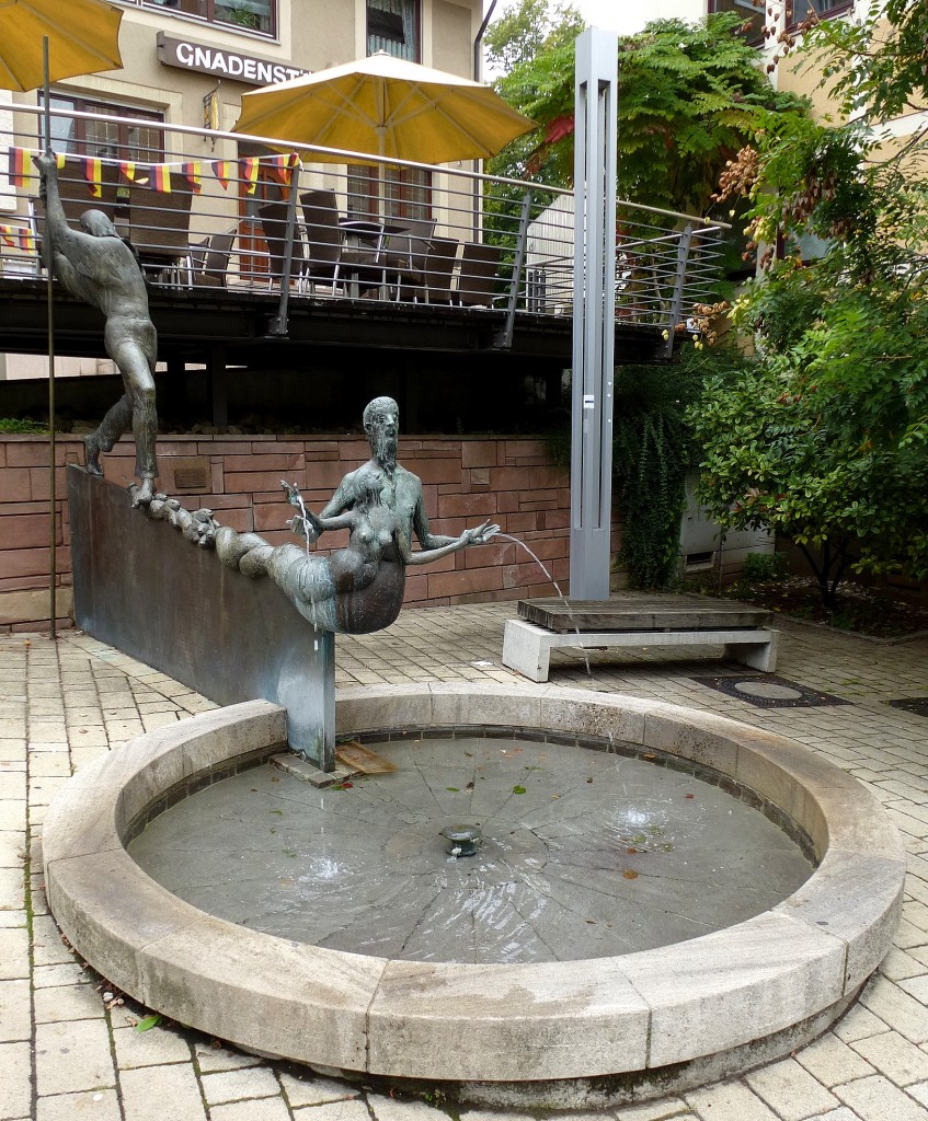 Neckarsulm, Brunnen am Ende der Marktstrae, Sept.2014