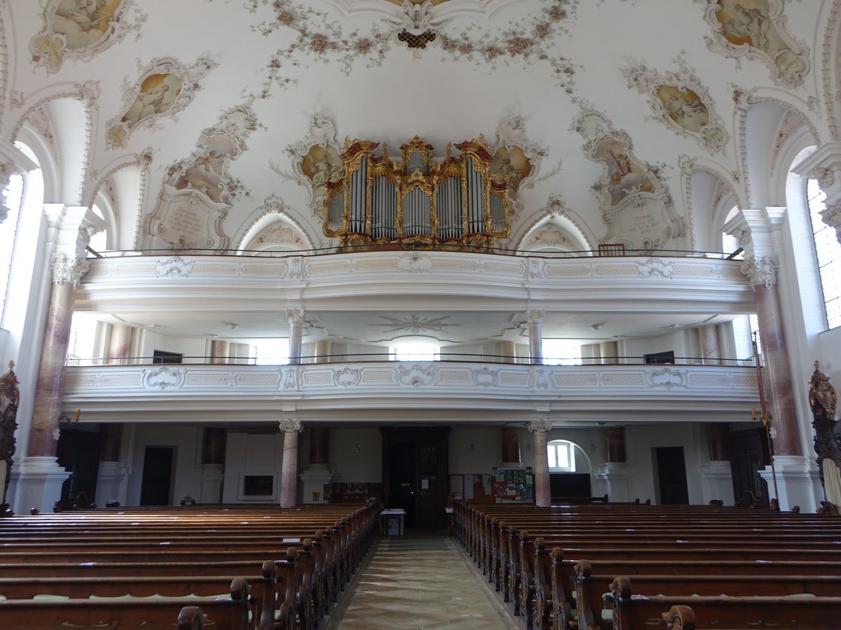 Nesselwang, Orgelempore in der kath. Pfarrkirche St. Andreas (26.04.2021)