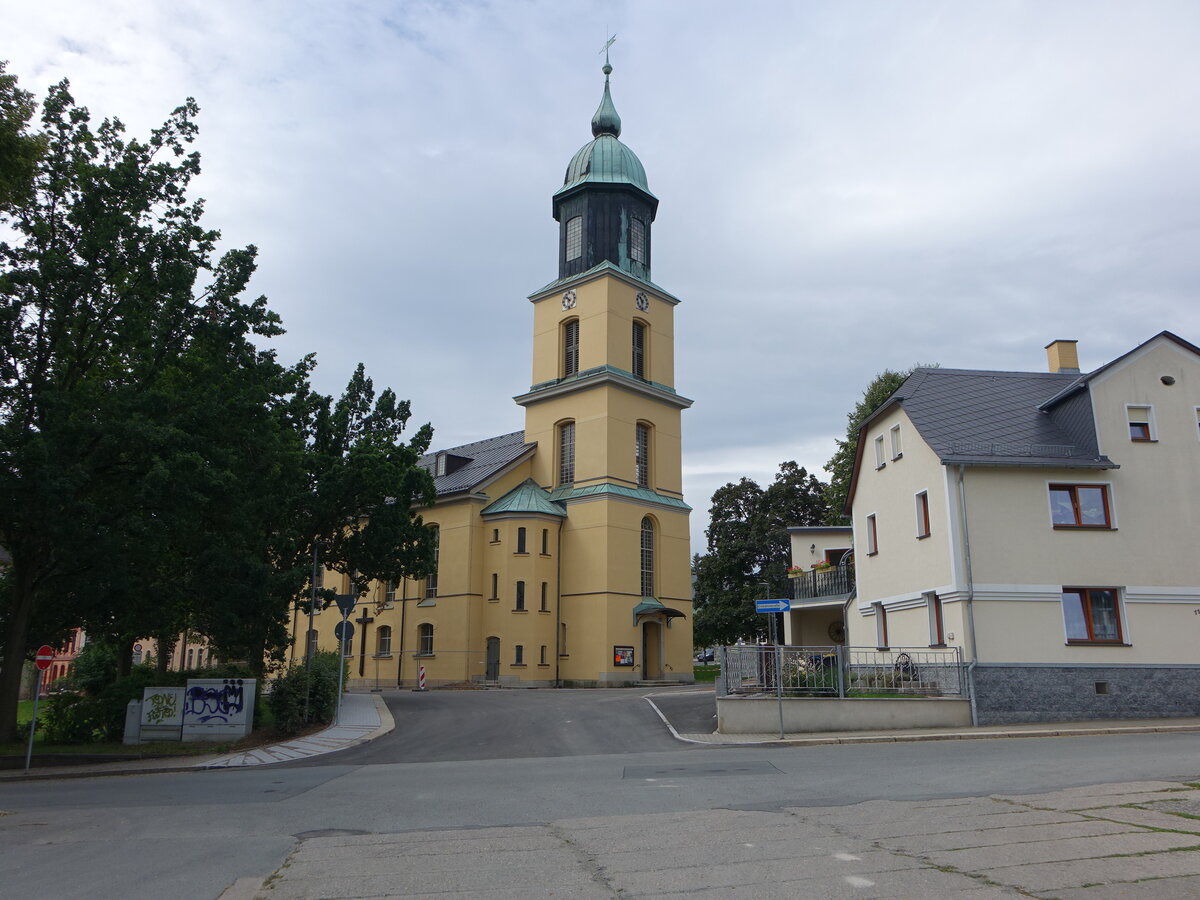 Netzschkau, evangelische Schlokirche, erbaut von 1838 bis 1840 (12.08.2023)