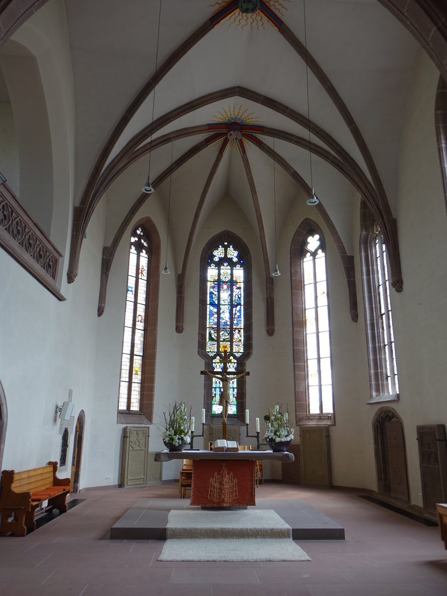 Neubulach, Chor der evangelischen Stadtkirche St. Jodokus, erbaut 1275 (01.05.2018)