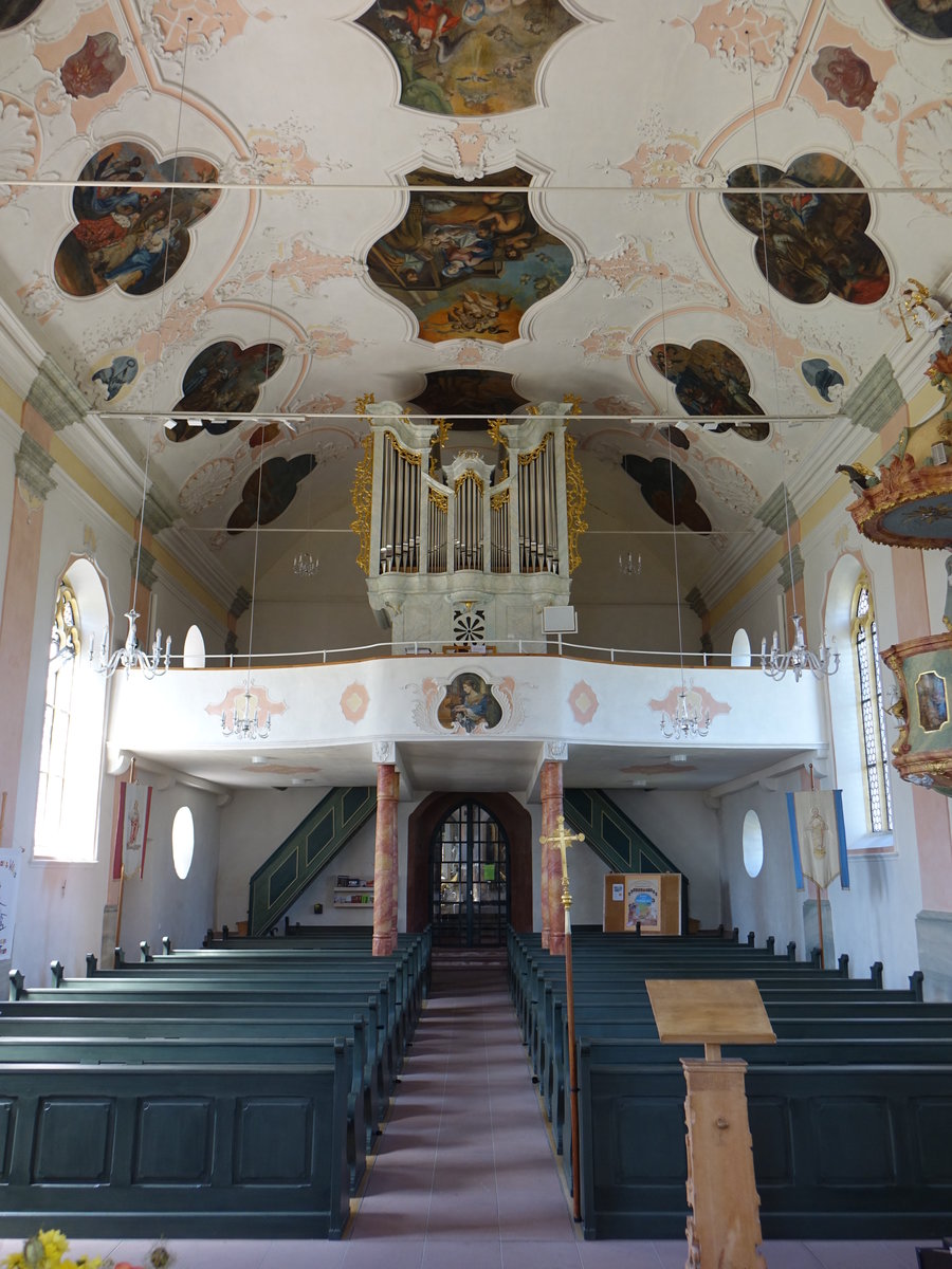 Neuhausen, Orgelempore in der Pfarrkirche St. Urban und Viktor (01.07.2018)