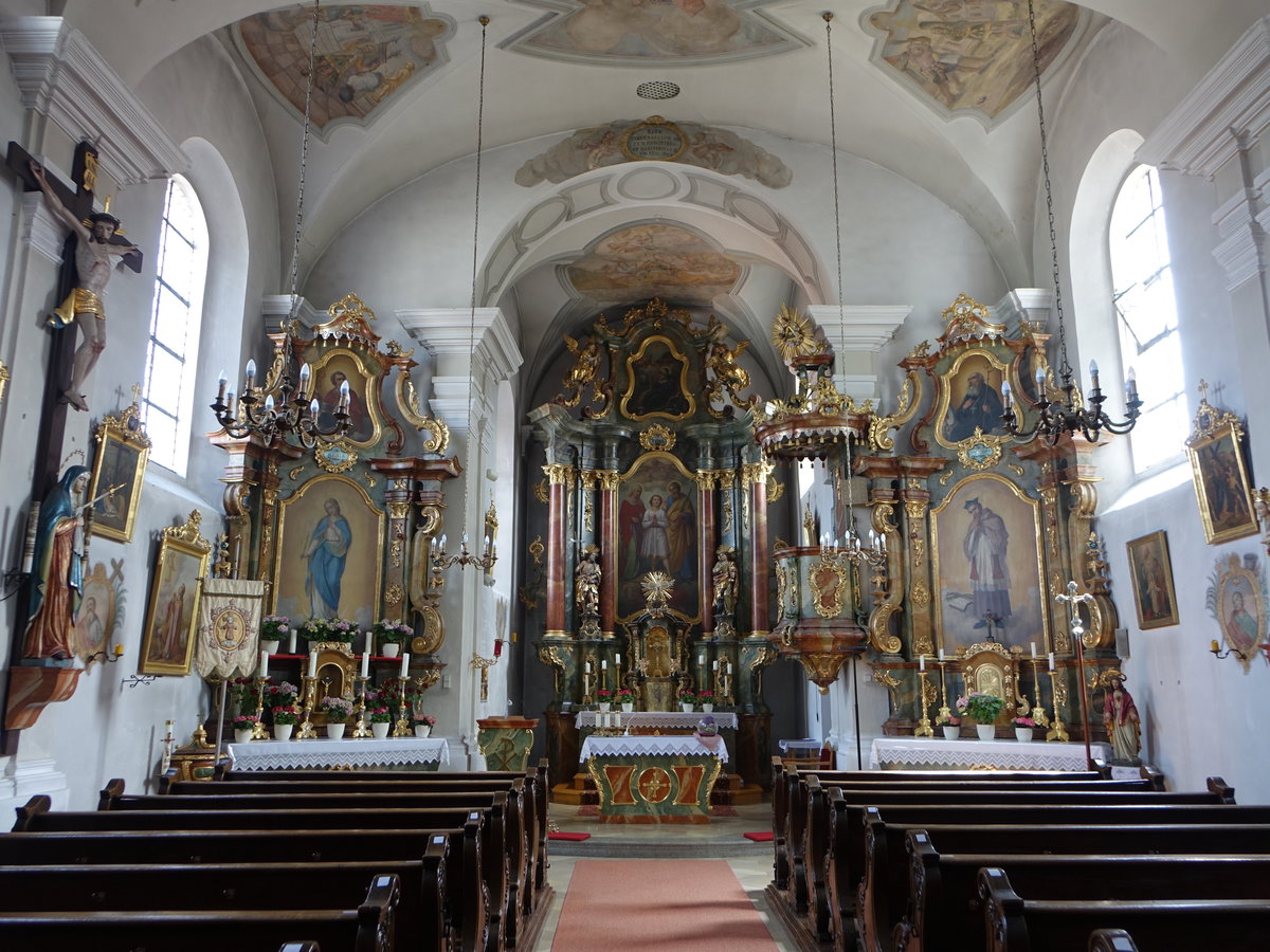 Neunaigen, Rokoko Altre in der Pfarrkirche St. Vitus und Leonhard (20.05.2018)