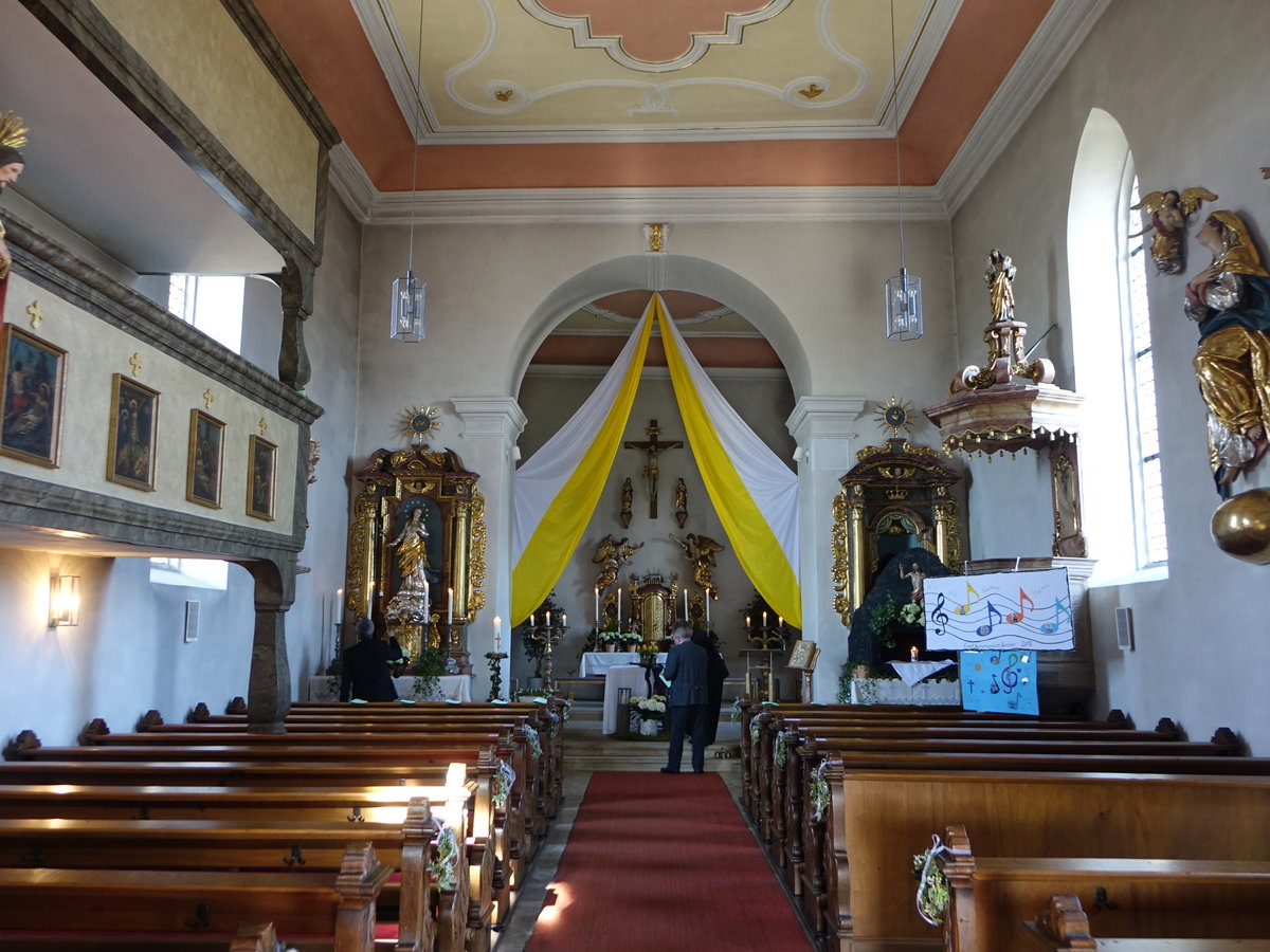 Neundorf, barocker Innenraum der kath. Pfarrkirche Mari Geburt (08.04.2018)