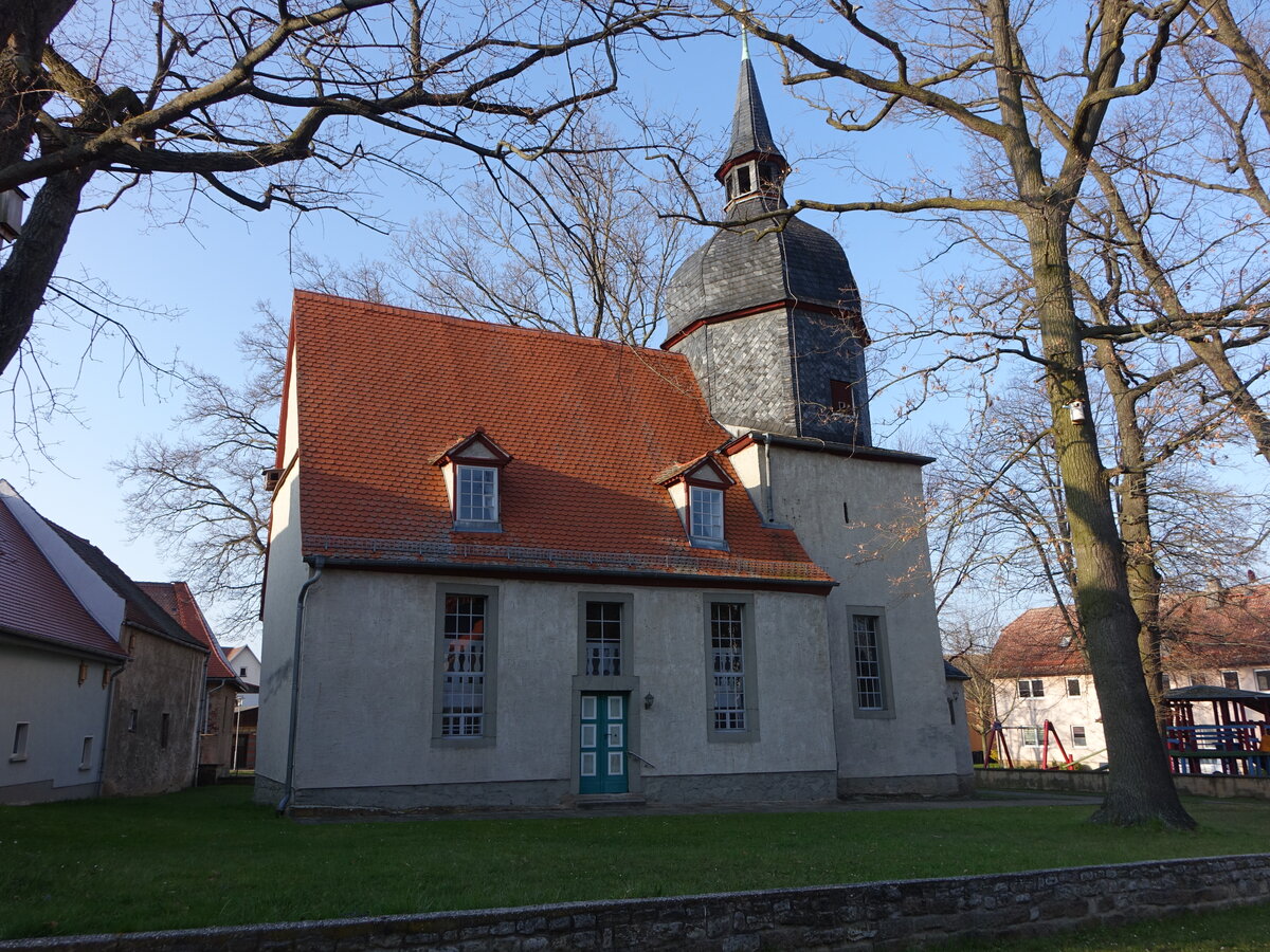 Niederreien, evangelische Dorfkirche, erbaut im 18. Jahrhundert (09.04.2023)
