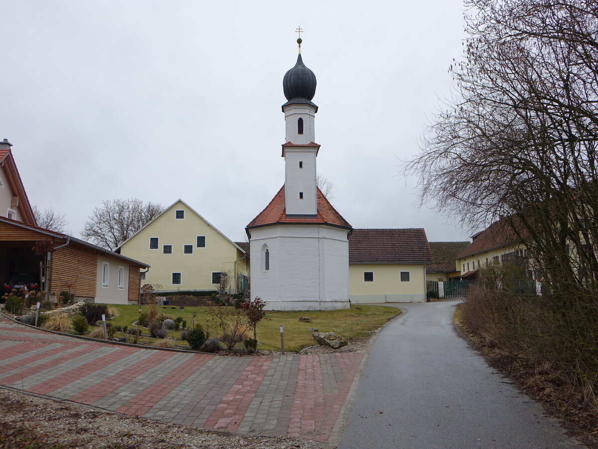 Niederroning, Pfarrkirche St. Ursula, kleine Saalkirche von 1517 (28.02.2017)
