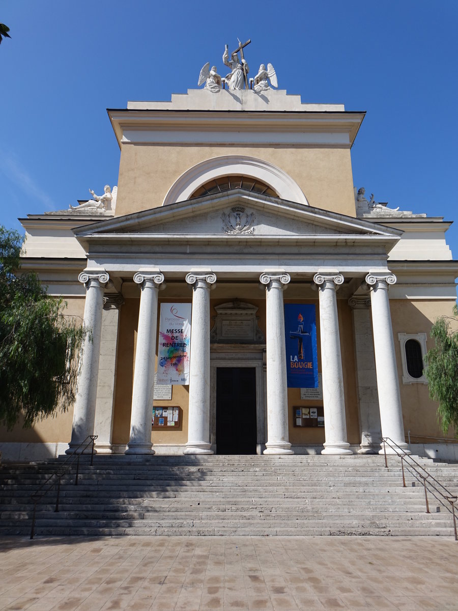 Nizza, Kirche Notre-Dame-des-Grces, erbaut von 1836 bis 1852 durch Architekt Charles Mosca (27.09.2017)
