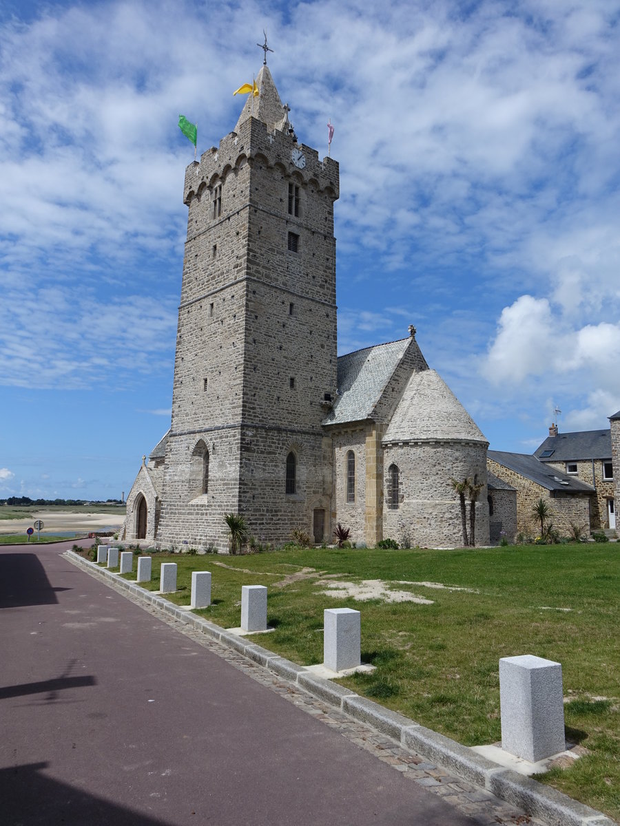 Notre-Dame Kirche von Portbail, erbaut im 11. Jahrhundert (13.07.2016)