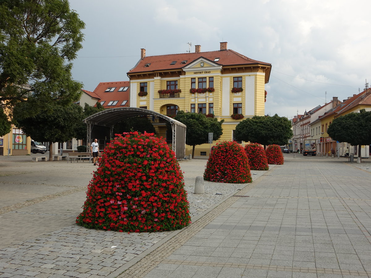 Nove Mesto nad Vahom / Neustadt an der Waag, Rathaus am Namesti Slobody (30.08.2019)