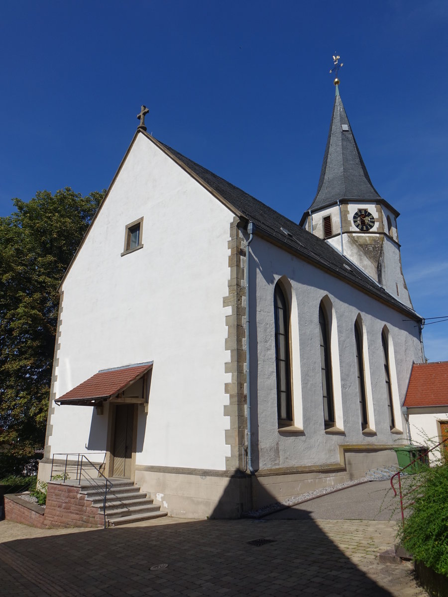 Nussbaum, evangelische Kirche St. Stephan, romanischer Turm und gotischer Chor (12.08.2017)
