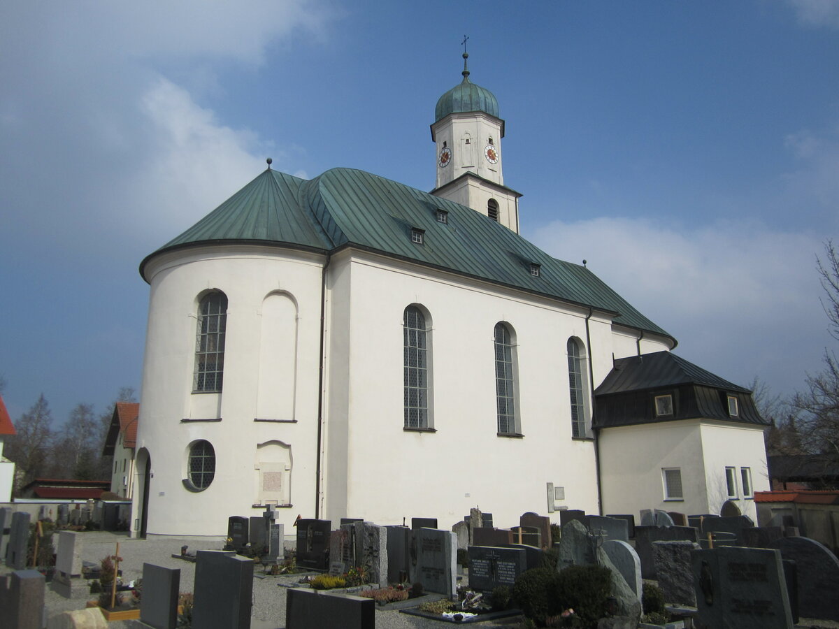 Oberbeuren, Pfarrkirche St. Dionysius, erbaut von 1709 bis 1710 durch  Johann Jakob Herkomer (06.03.2014)