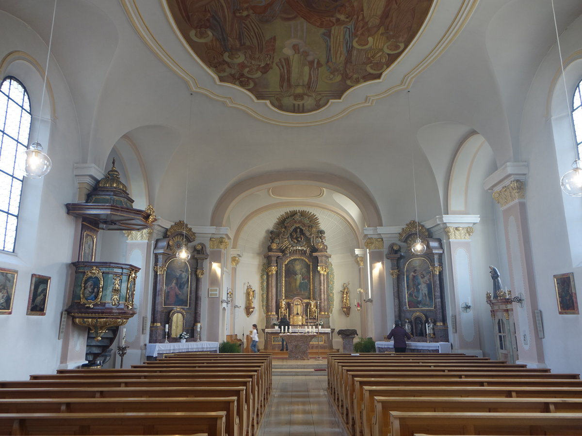 Obergessenbach, neubarocker Innenraum der Pfarrkirche St. Joseph (20.11.2016)