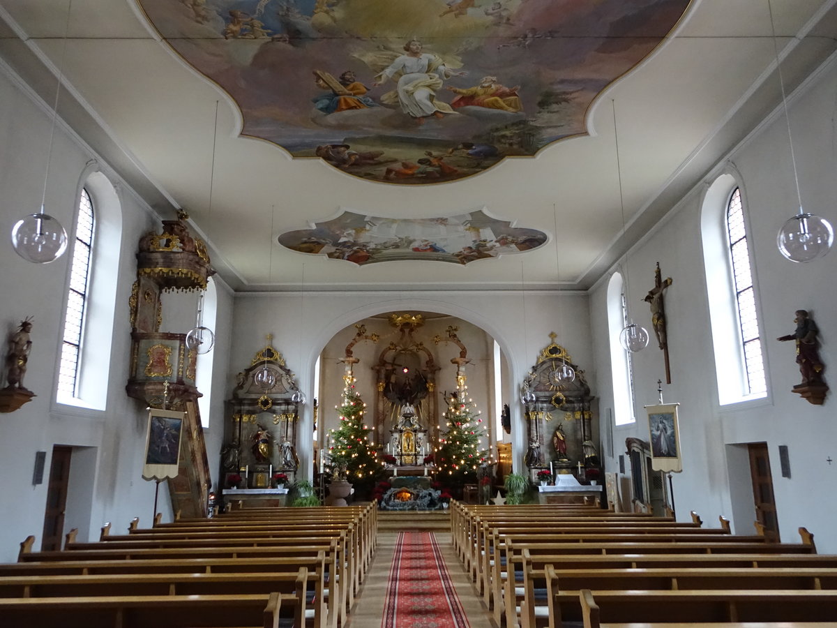 Oberprechtal, barocker Innenraum der kath. Pfarrkirche Maria Krnung (01.01.2019)