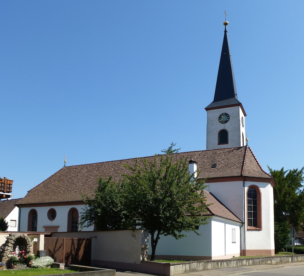 Oberrimsingen, die St.Stephanskirche von 1730, nach Plnen von Peter Thumb, Mai 2017
