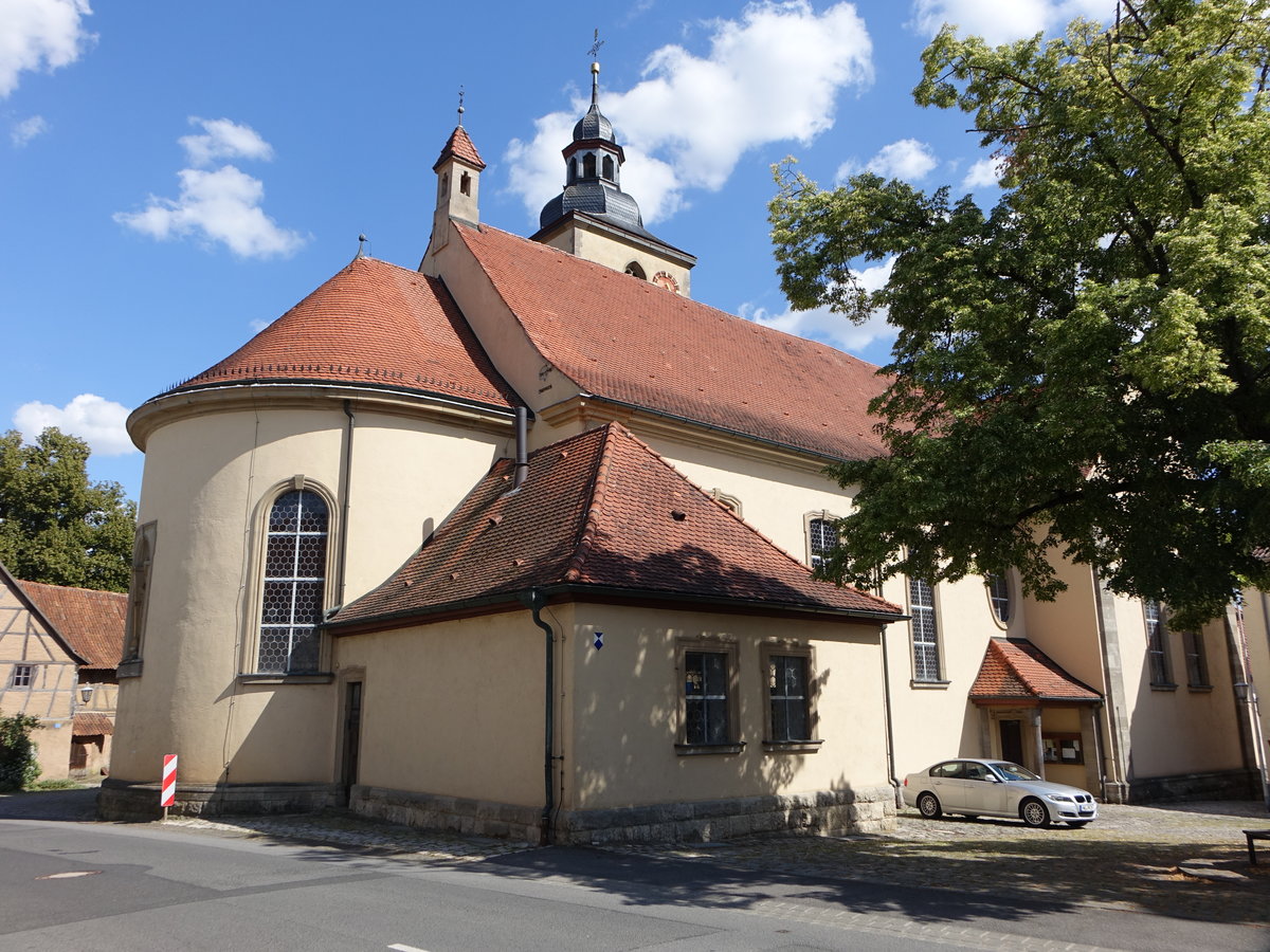 Oberstreu, kath. Pfarrkirche St. Andreas, neubarocker Saalbau mit halbrund geschlossenem Chor, erbaut 1914 (08.07.2018)