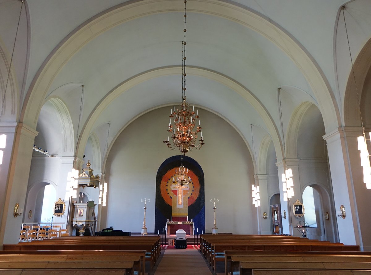 Ockelbo, Innenraum der Ev. Kirche, neubarocke Ausstattung 1905 durch Architekt Gustaf Amen (22.06.2016)