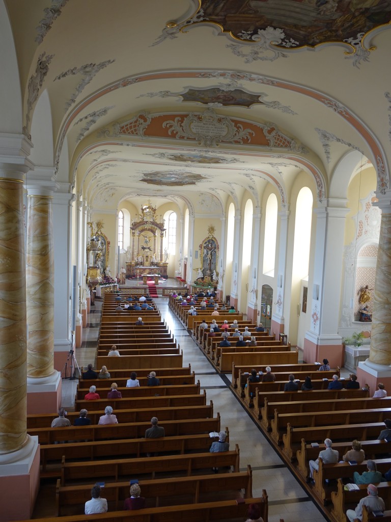 Odenheim, barocker Innenraum der Kath. St. Michael Kirche, erbaut 1778 (31.05.2015)