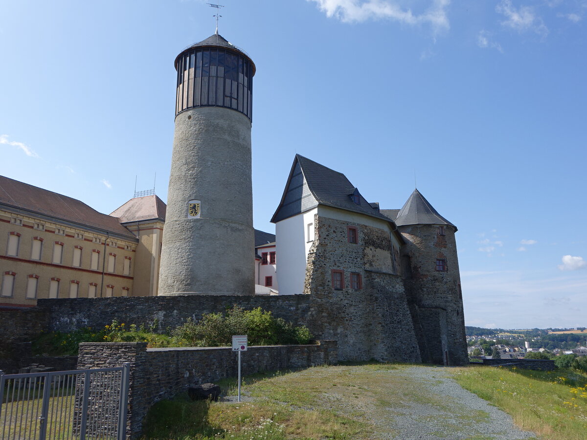 Oelsnitz/Vogtland, Burg Voigtsberg, erbaut um 1200, erweitert im 13. Jahrhundert (22.07.2023)
