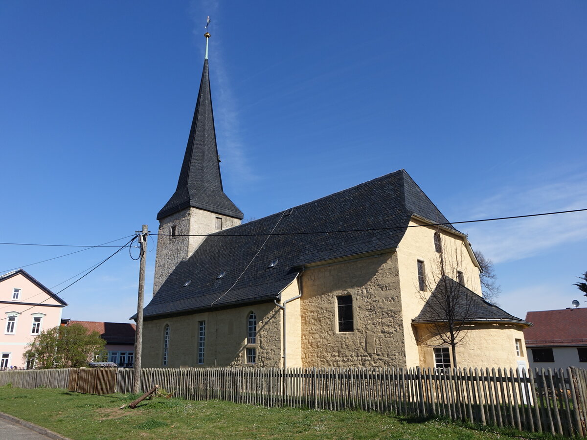 Osthausen, evangelische St. Jakobus Kirche, erbaut um 1500 (17.04.2022)