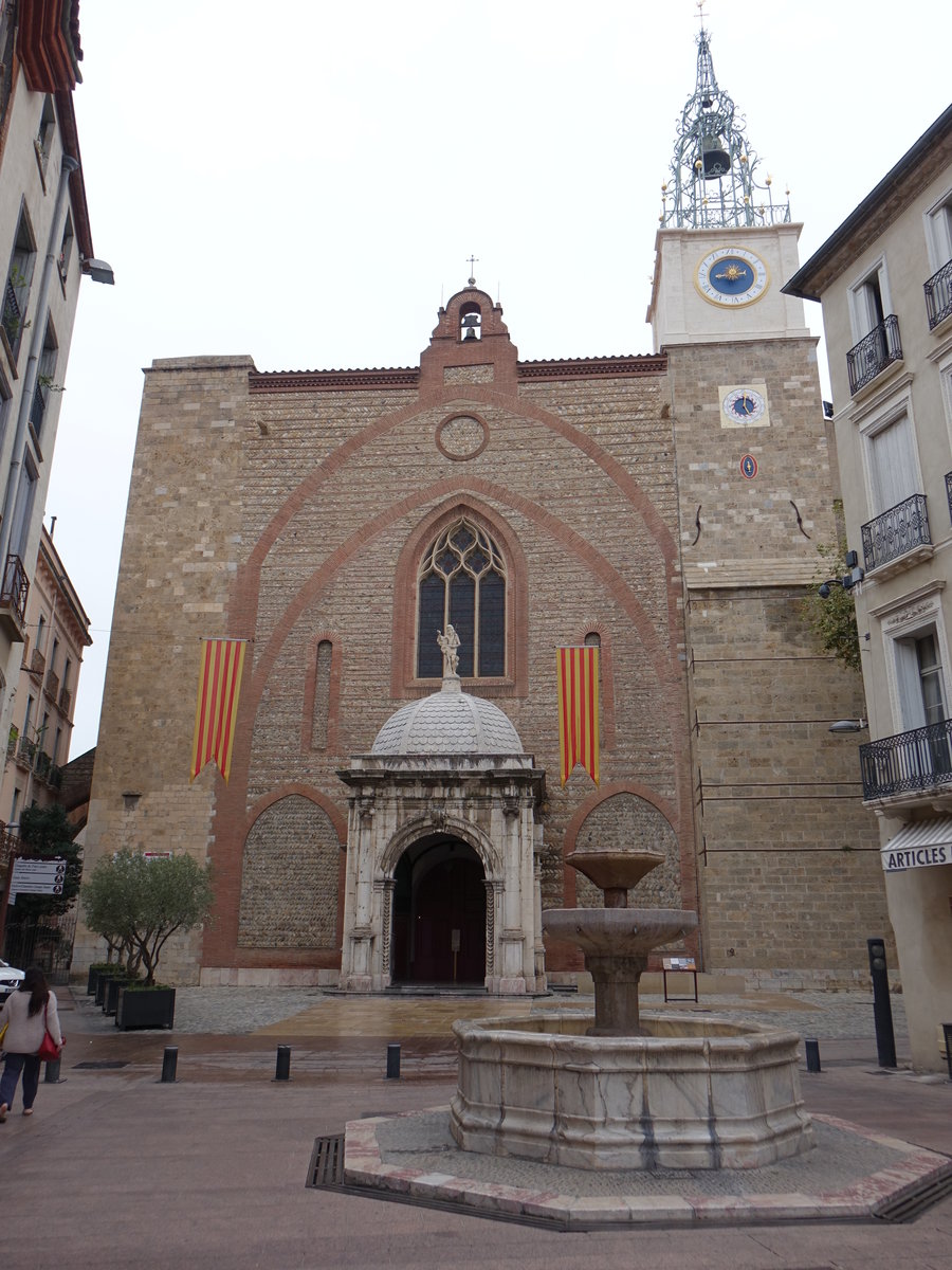 Perpignan, Kathedrale Sant Joan Baptista, erbaut von 1324 bis 1509 (30.09.2017)