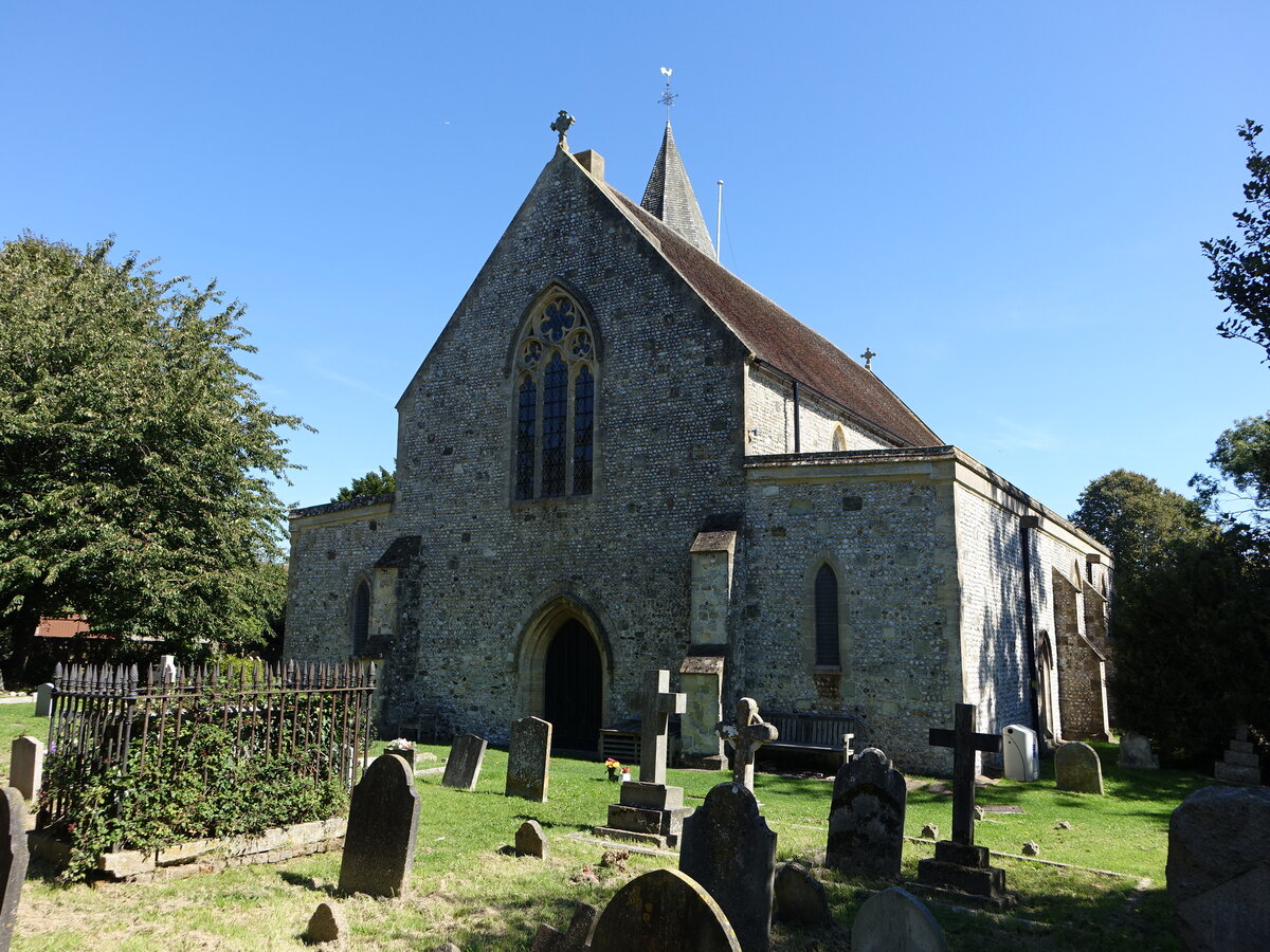 Pevensey, Pfarrkirche St. Nicolas, erbaut von 1205 bis 1216 (04.09.2023)